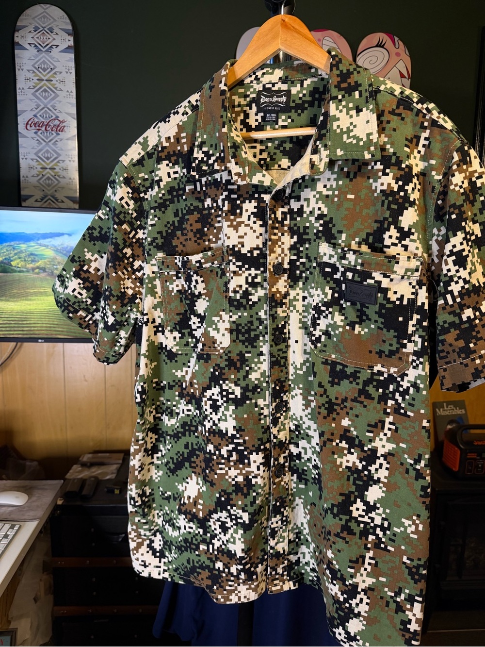 Snoop Dogg Digital Camo Button-Down Shirt Dogg Supply- 3XL